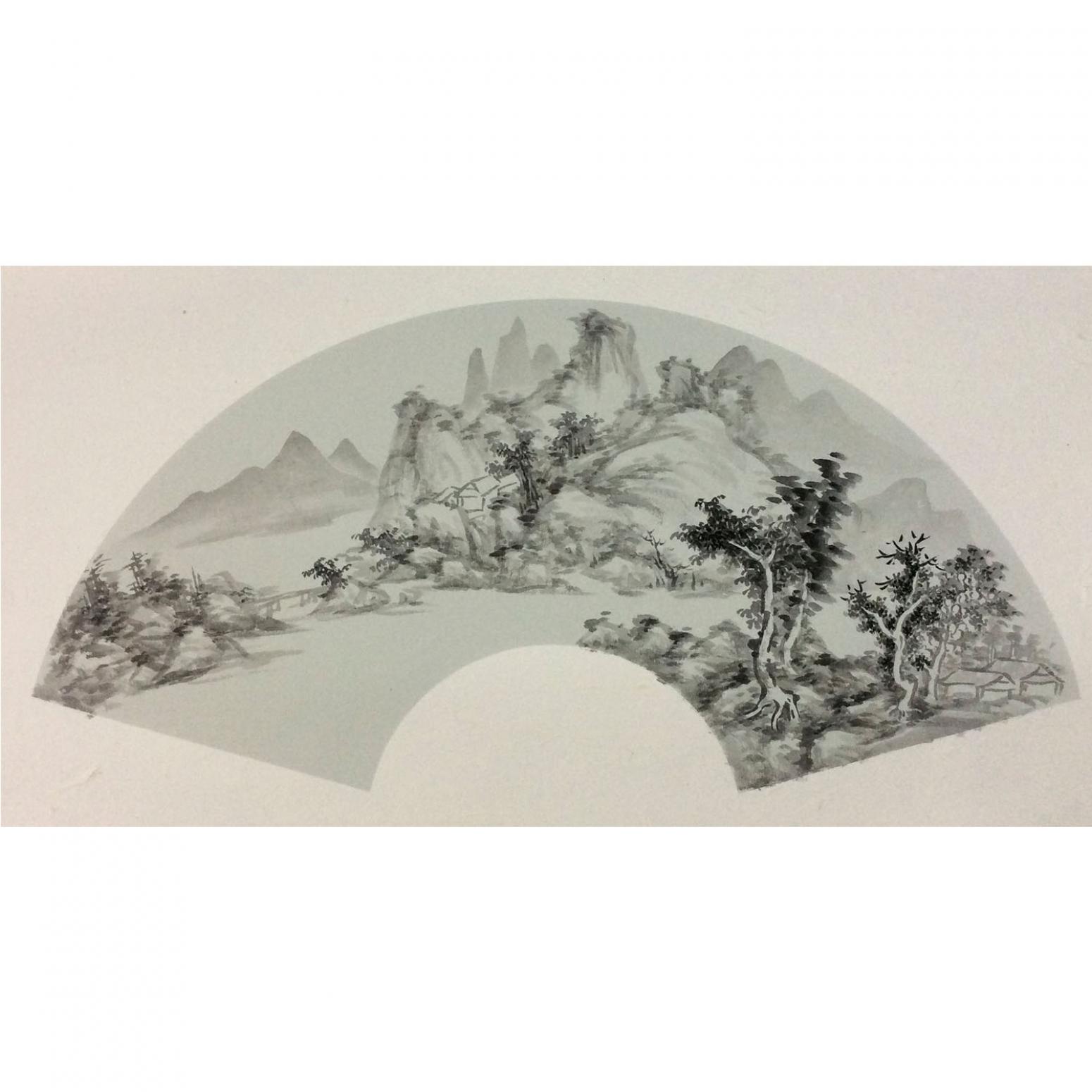 闻超国画作品《【扇面10】作者闻超》