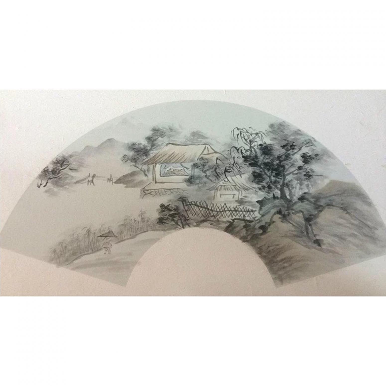 闻超国画作品《【扇面13】作者闻超》