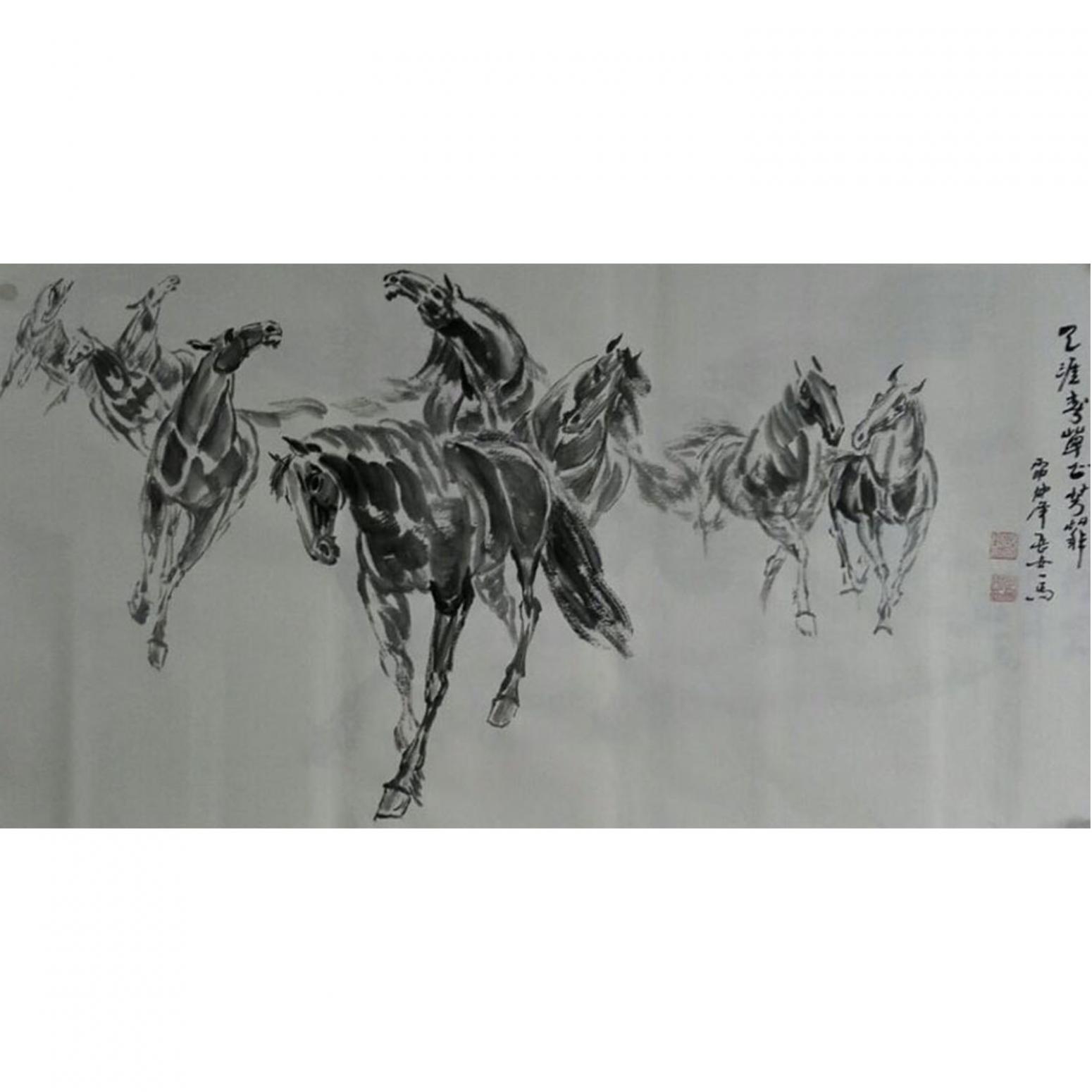 邵西安国画作品《【八马齐腾】作者邵西安》