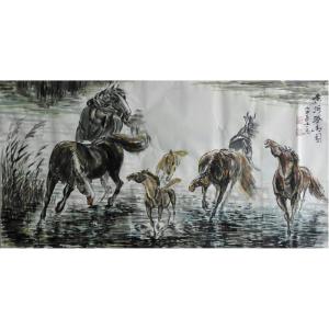 邵西安国画作品《【黄河浴马图】作者邵西安》价格7680.00元