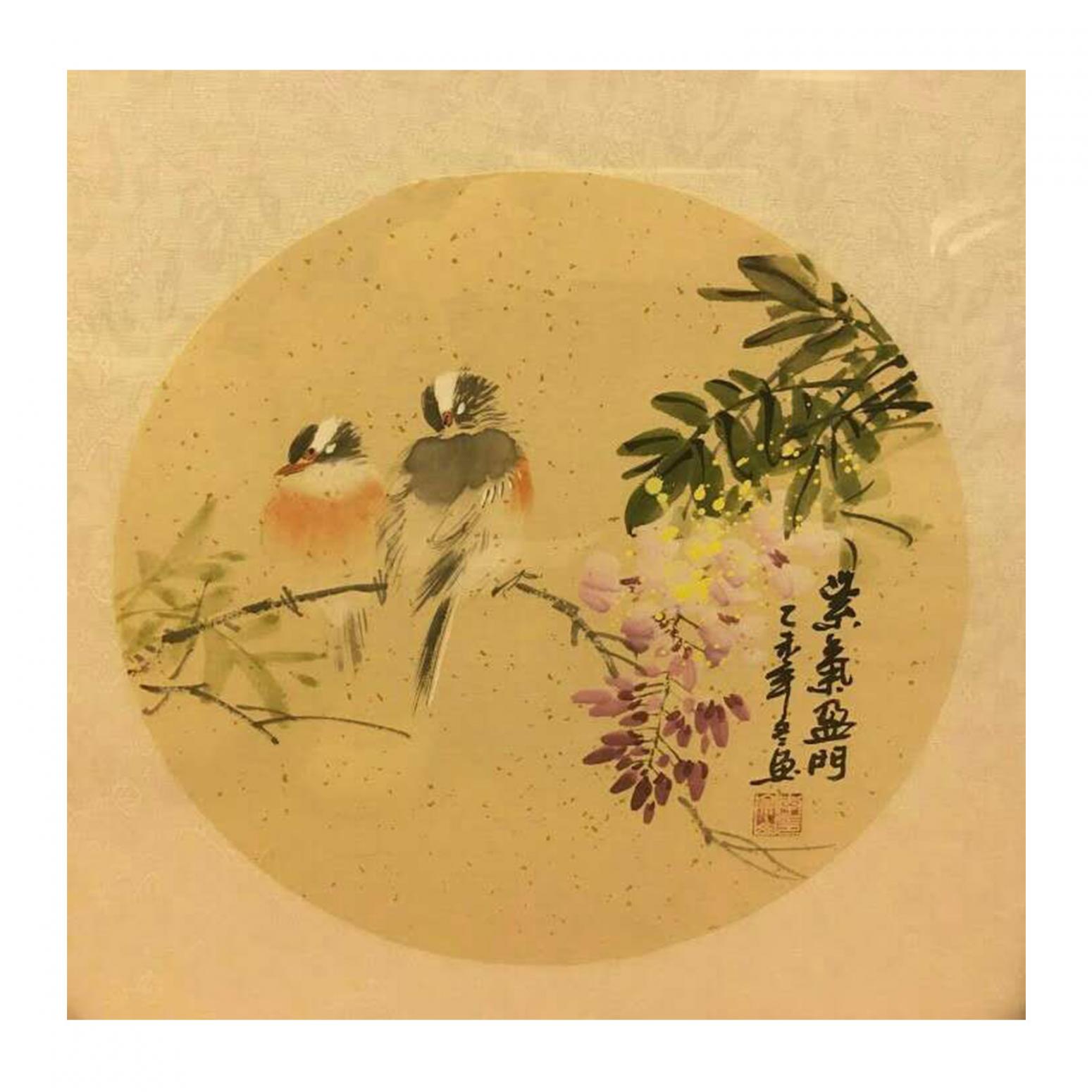 李崇山国画作品《【紫气迎门】作者李崇山》