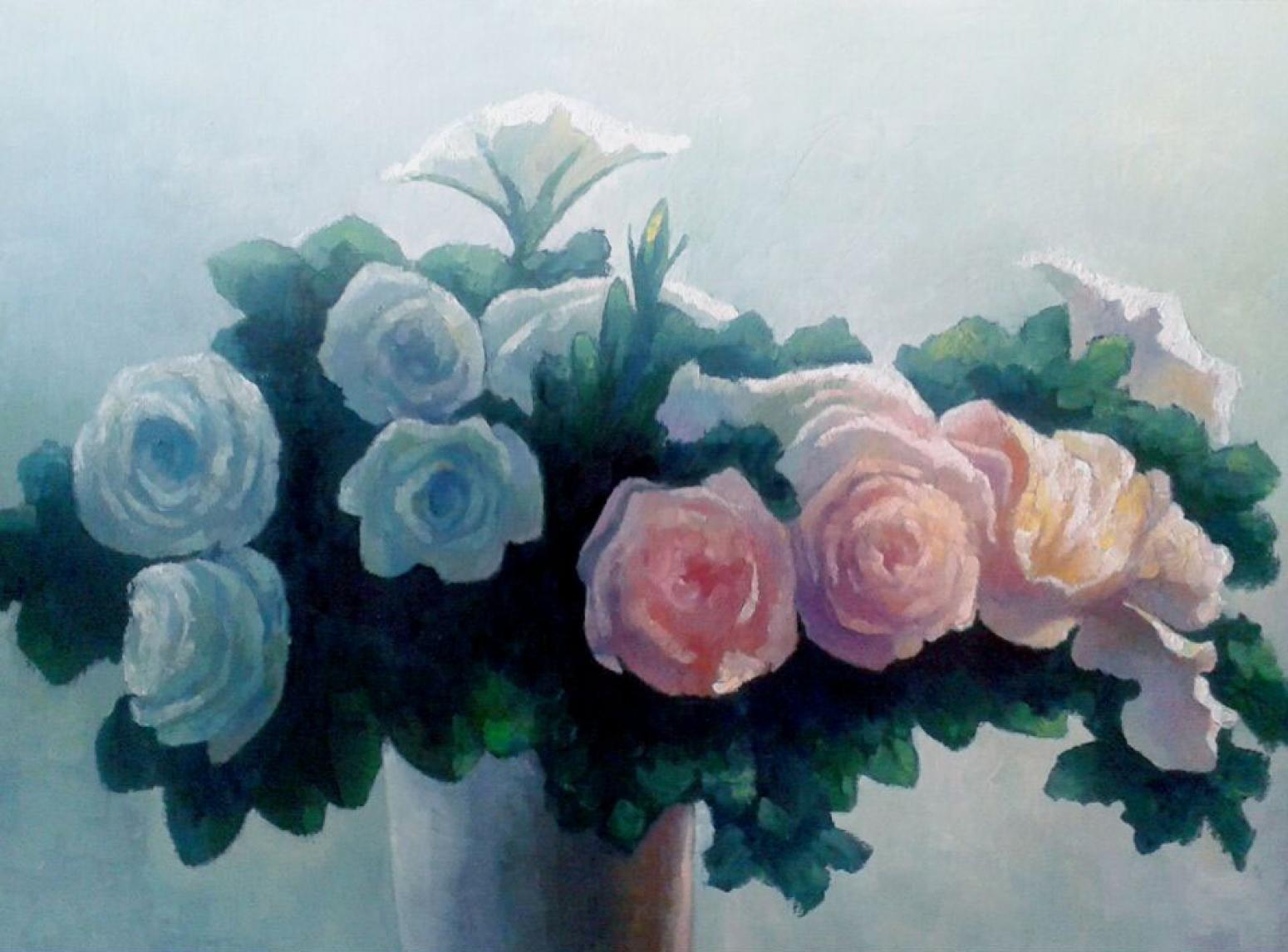 高剑峰油画作品《【玫瑰送佳人】作者高剑峰》【图0】