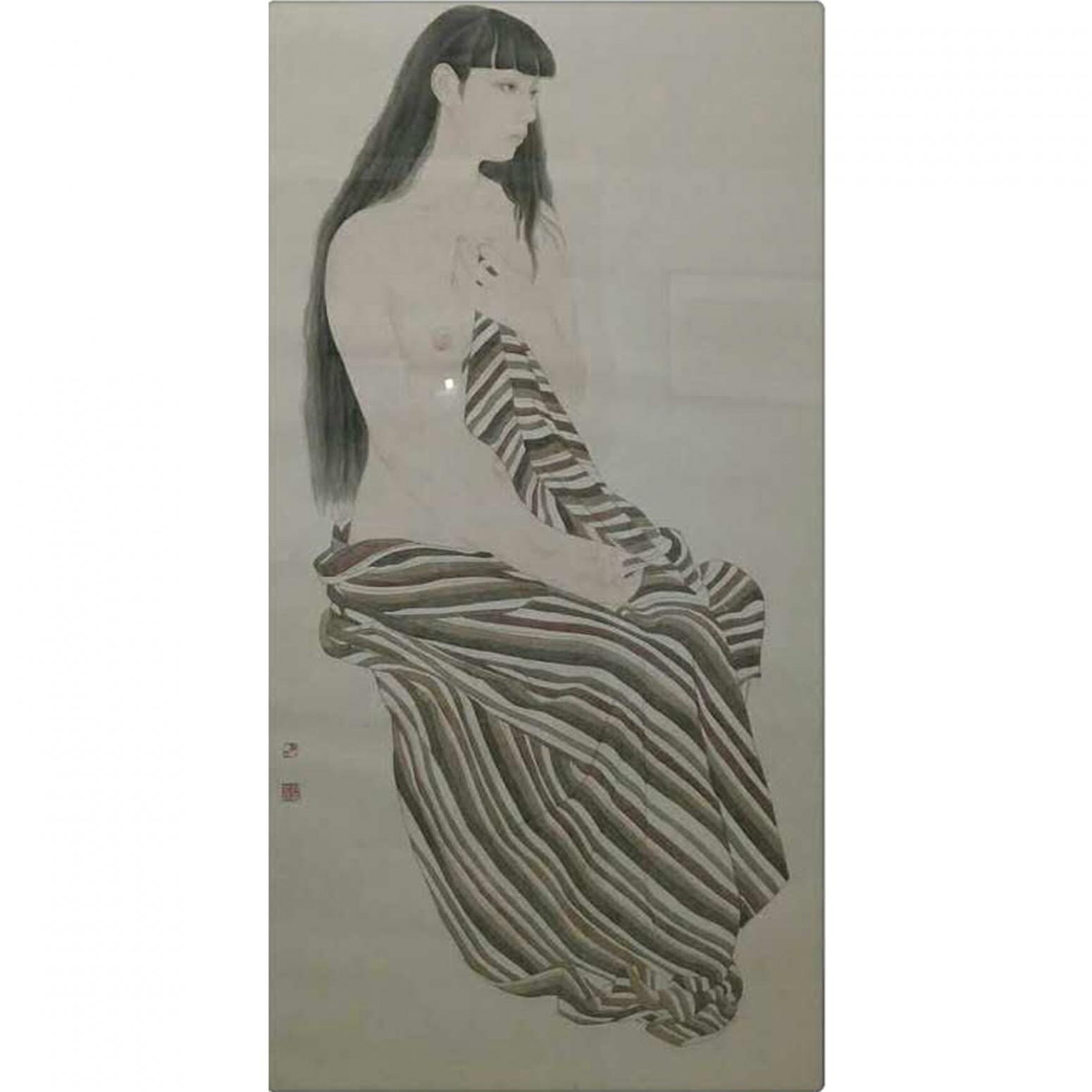 郭志威国画作品《【工笔写实美女图】作者郭志威》