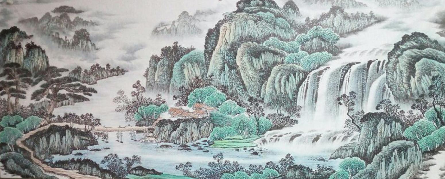 韦杰球国画作品《【高山流水2】作者韦杰球》【图0】