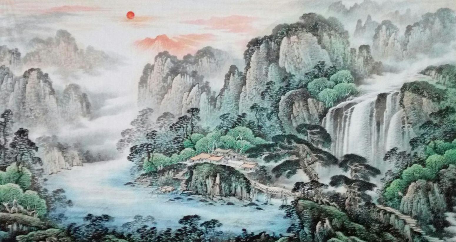 韦杰球国画作品《【高山流水12】作者韦杰球》【图0】