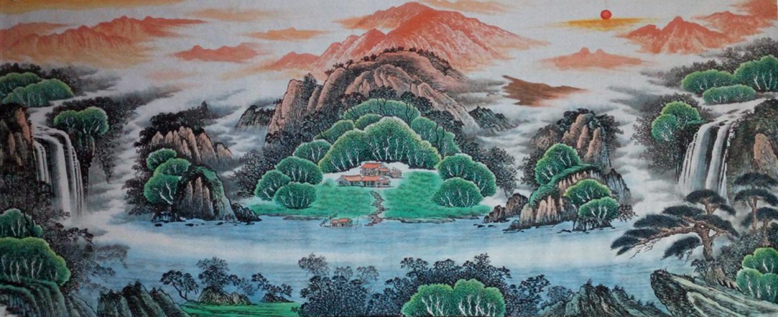 韦杰球国画作品《【高山流水18】作者韦杰球》【图0】