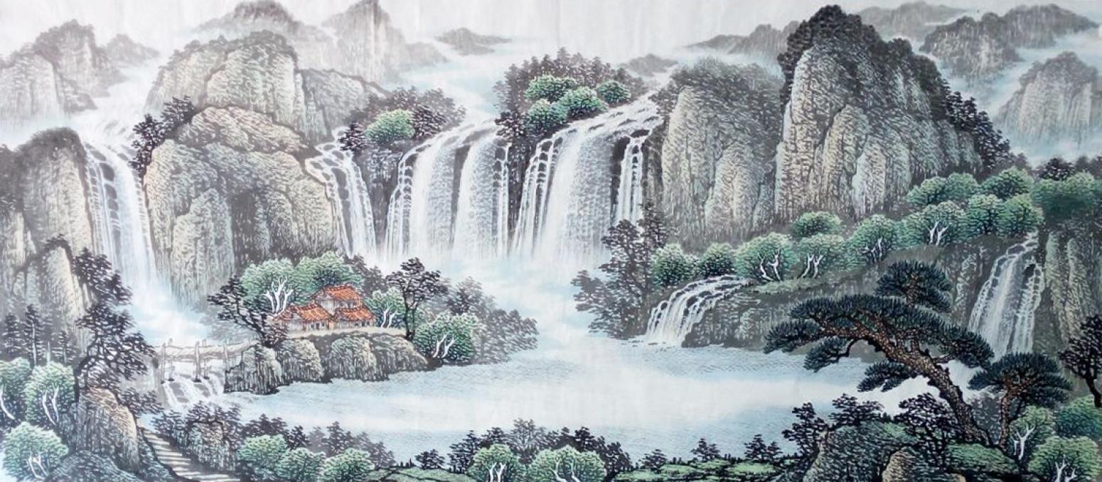 韦杰球国画作品《【高山流水19】作者韦杰球》【图0】