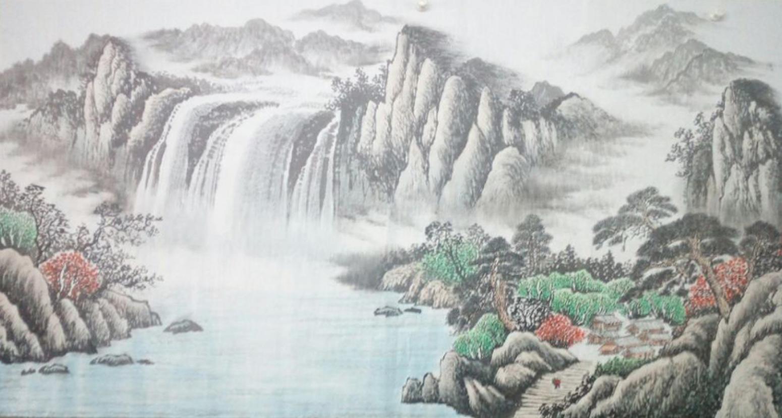 韦杰球国画作品《【高山流水21】作者韦杰球》【图0】