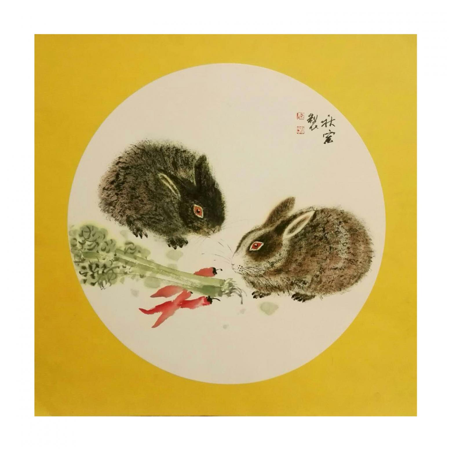 草地上的两只兔子桌面壁纸-壁纸图片大全