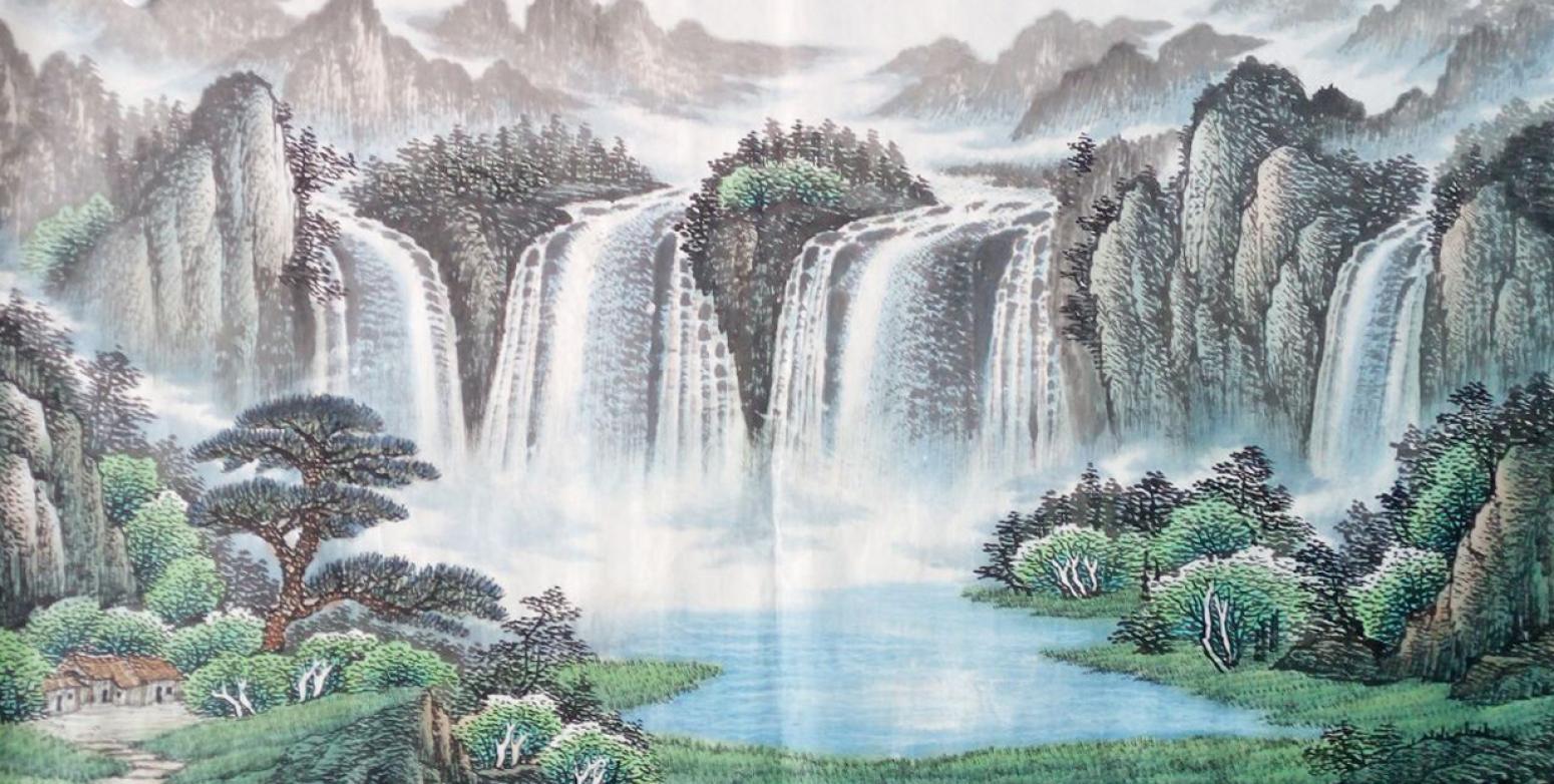 韦杰球国画作品《【高山流水44】作者韦杰球》【图0】