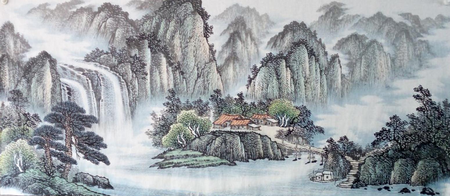 韦杰球国画作品《【高山流水46】作者韦杰球》【图0】