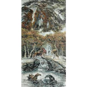 艺术品图片：艺术家邵西安国画作品名称《【天泉浴马】作者邵西安》价格7680.00 元
