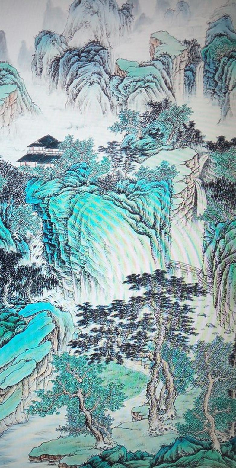 韦杰球国画作品《【高山流水54】作者韦杰球》【图0】