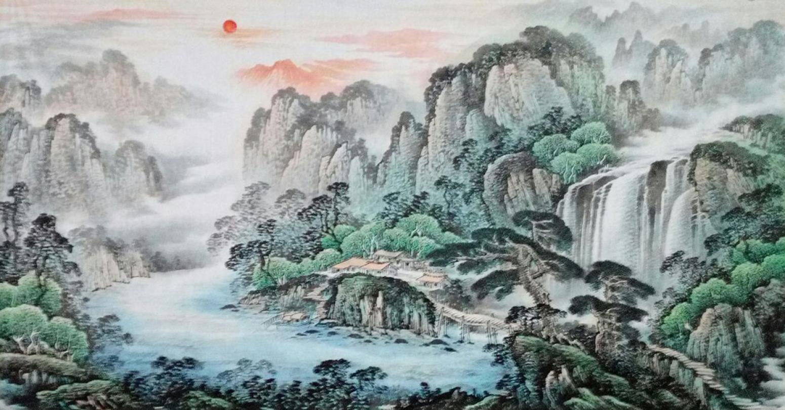 韦杰球国画作品《【高山流水55】作者韦杰球》【图0】