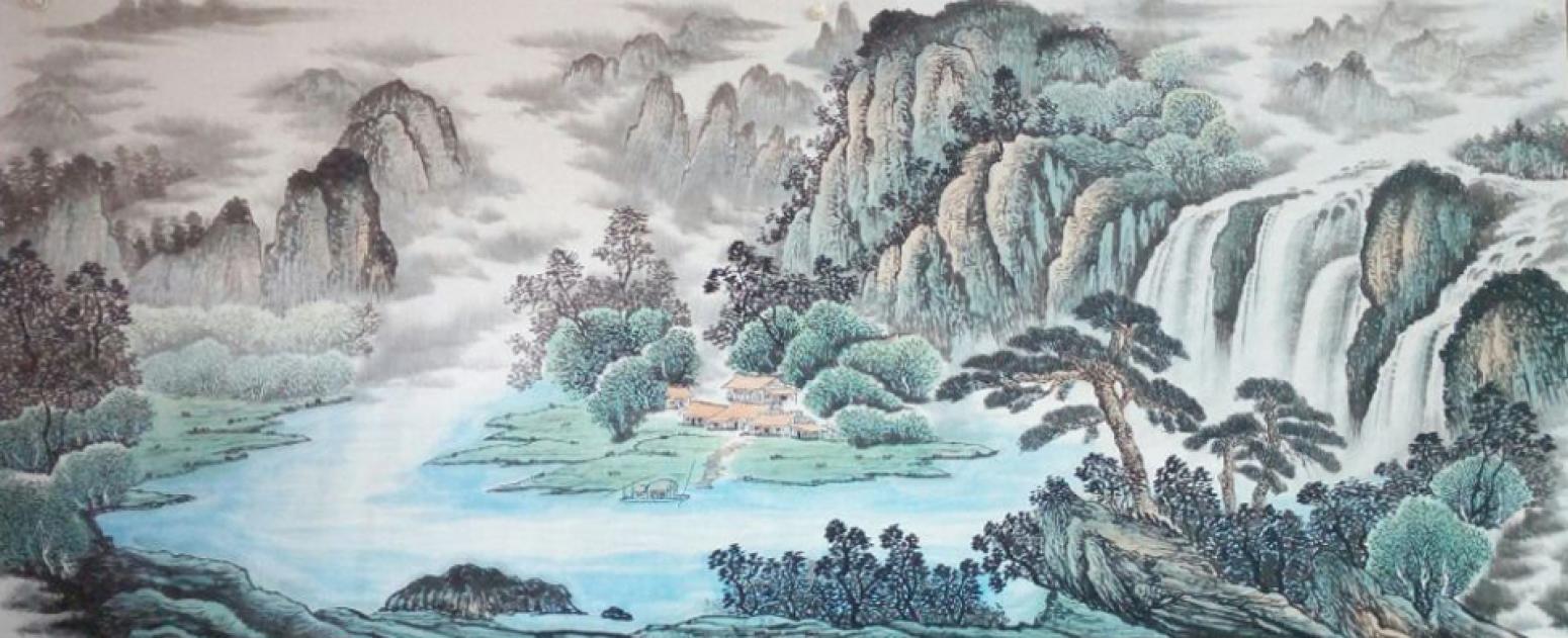 韦杰球国画作品《【高山流水56】作者韦杰球》【图0】