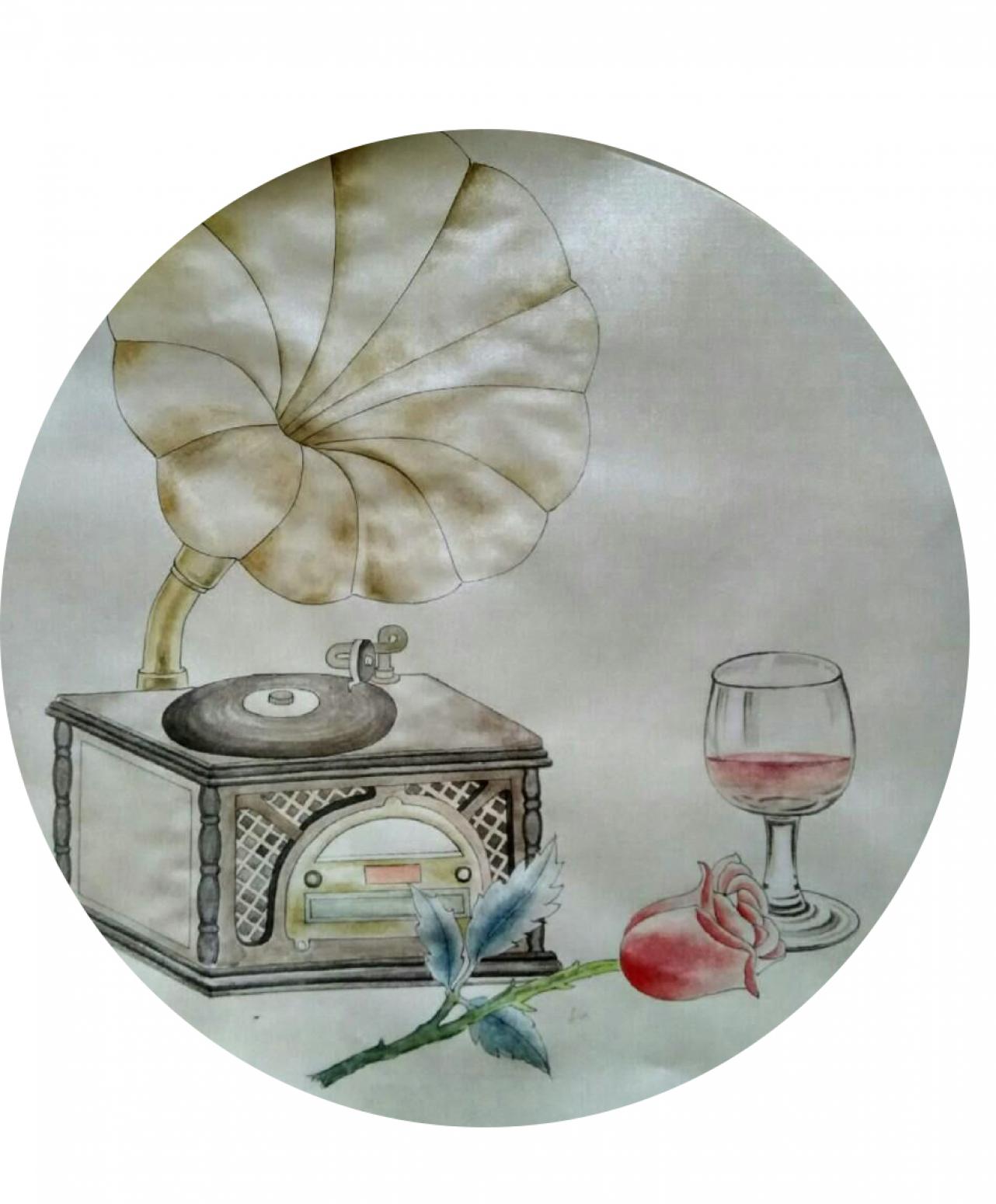 傅斌科国画作品《【音乐红酒】作者傅斌科》【图0】