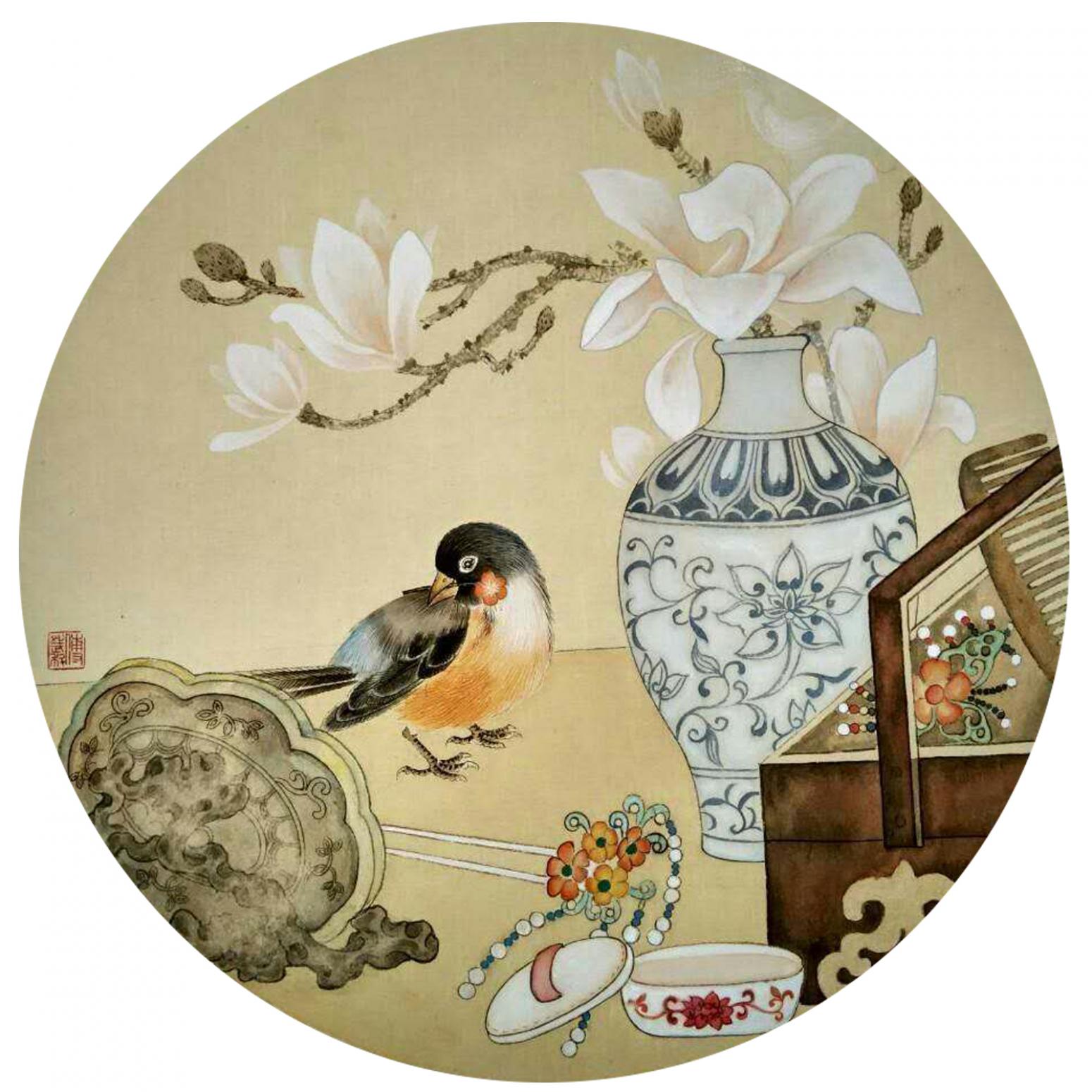 傅斌科国画作品《【鸟语花香】作者傅斌科》