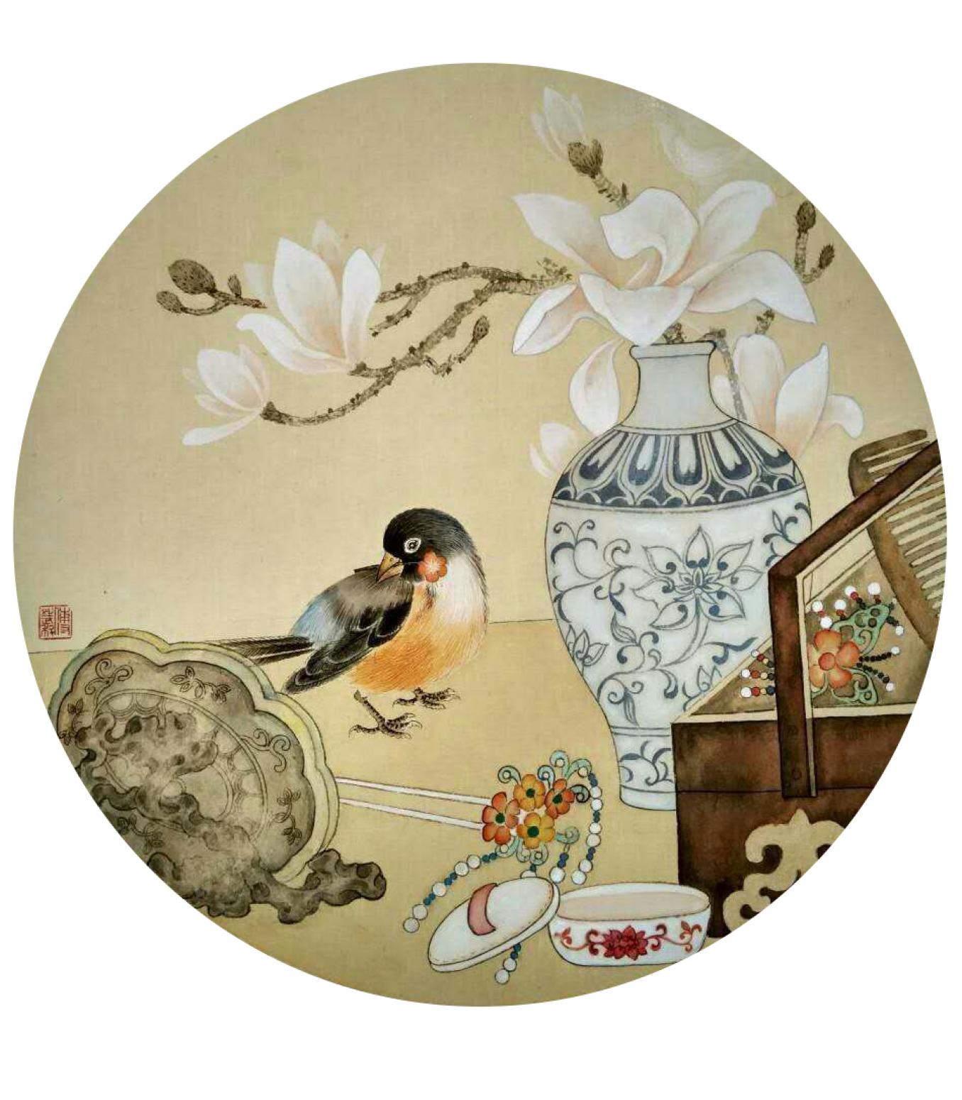 傅斌科国画作品《【鸟语花香】作者傅斌科》【图0】