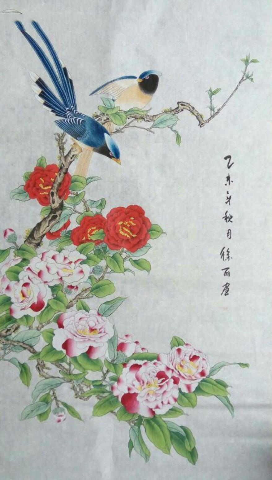 林丽姐国画作品《【两鸟鸣春】作者林丽姐》【图0】