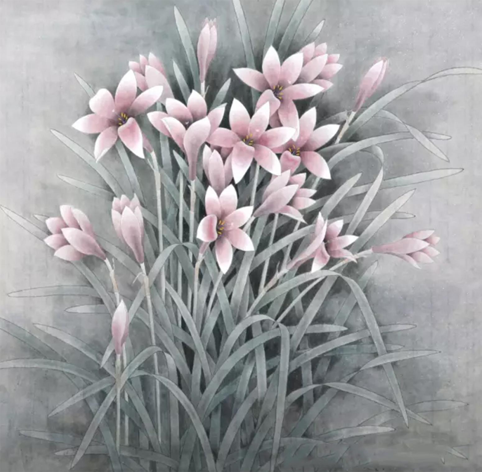 鞠国文国画作品《【粉水仙】作者鞠国文》【图0】