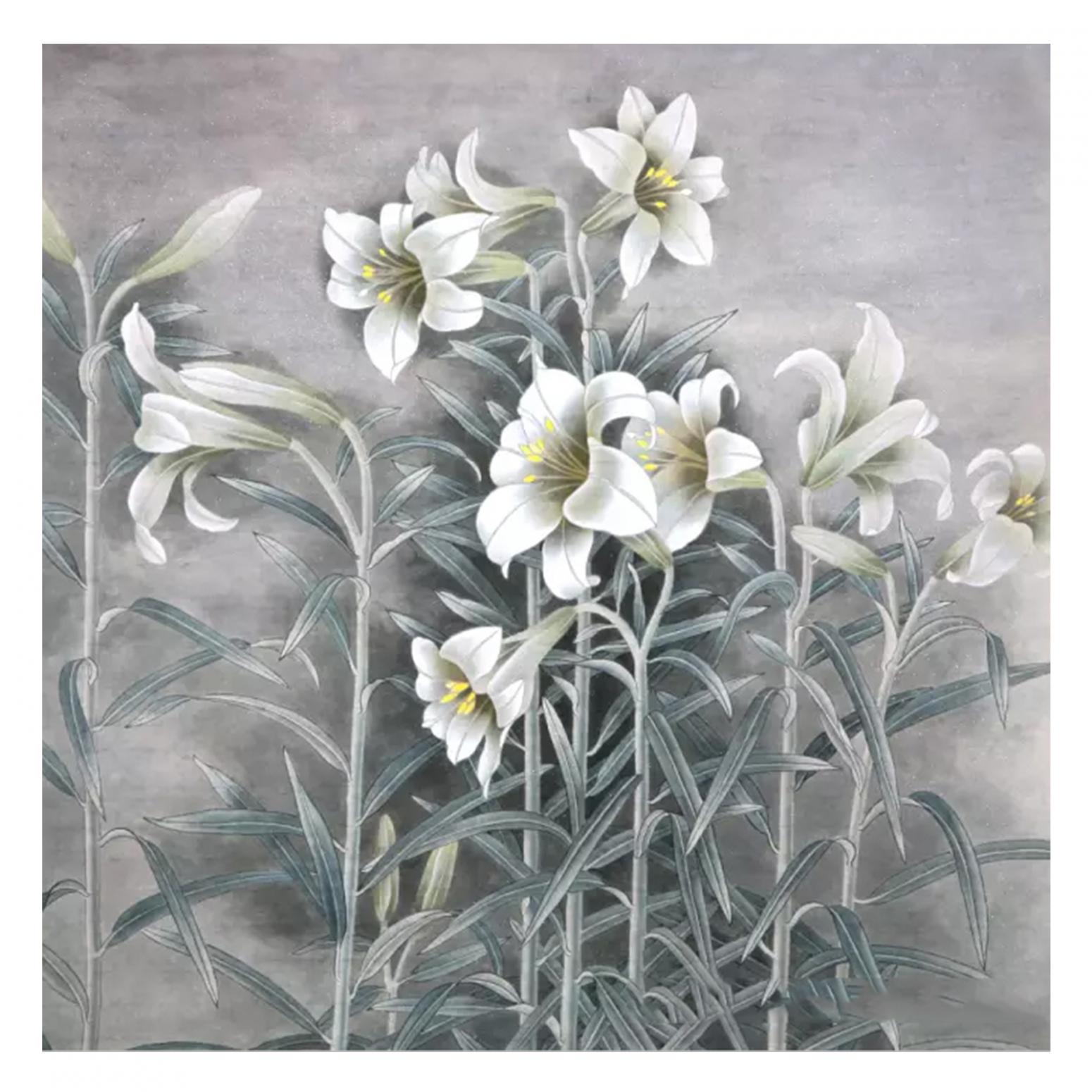 鞠国文国画作品《【百合】作者鞠国文》