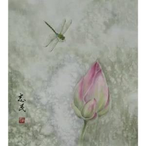 艺术品图片：艺术家赵志民国画作品名称《【荷尖蜻蜓】作者赵志民》价格3600.00 元