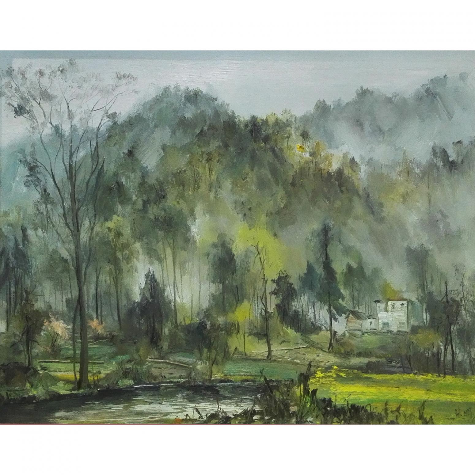 朱明油画作品《【宁静祥和】作者朱明》