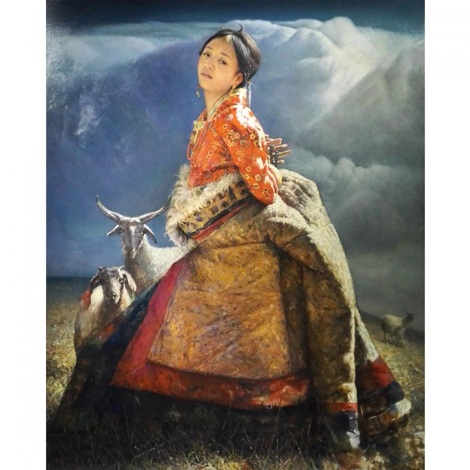 国画作品《【藏族女人】作者朱明》