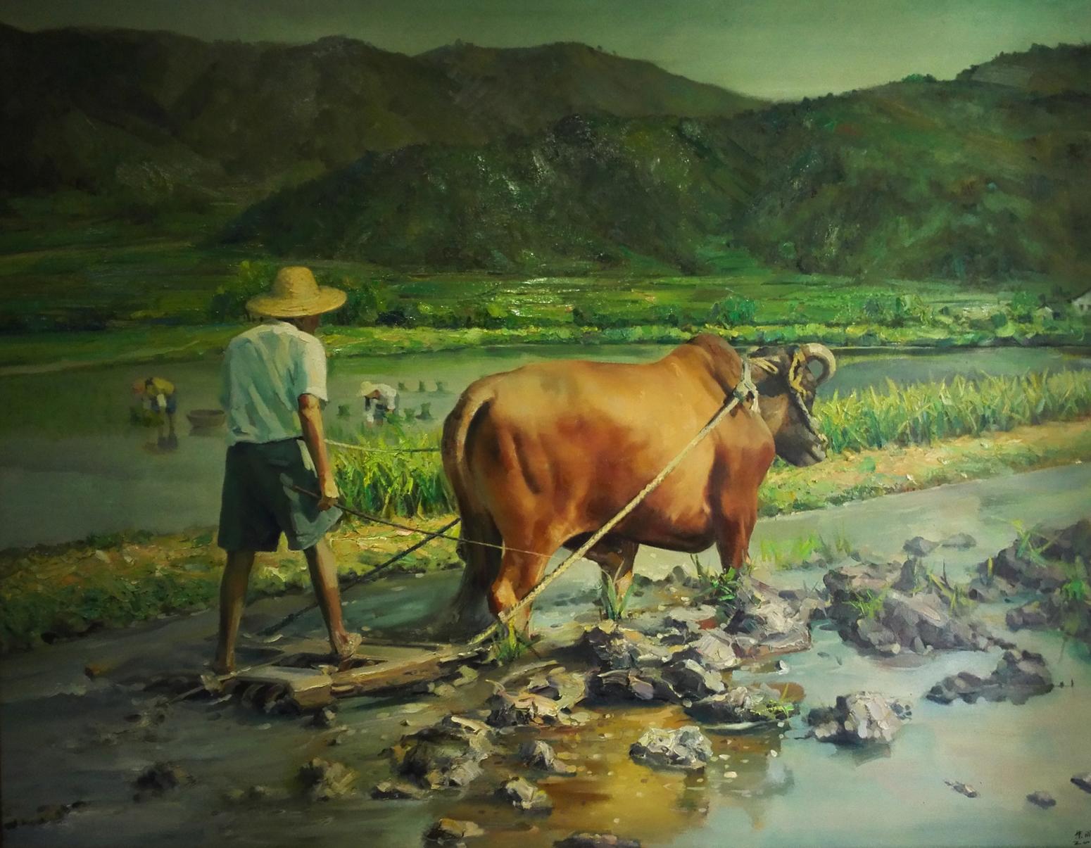 朱明油画作品《【牛耕】作者朱明》【图0】