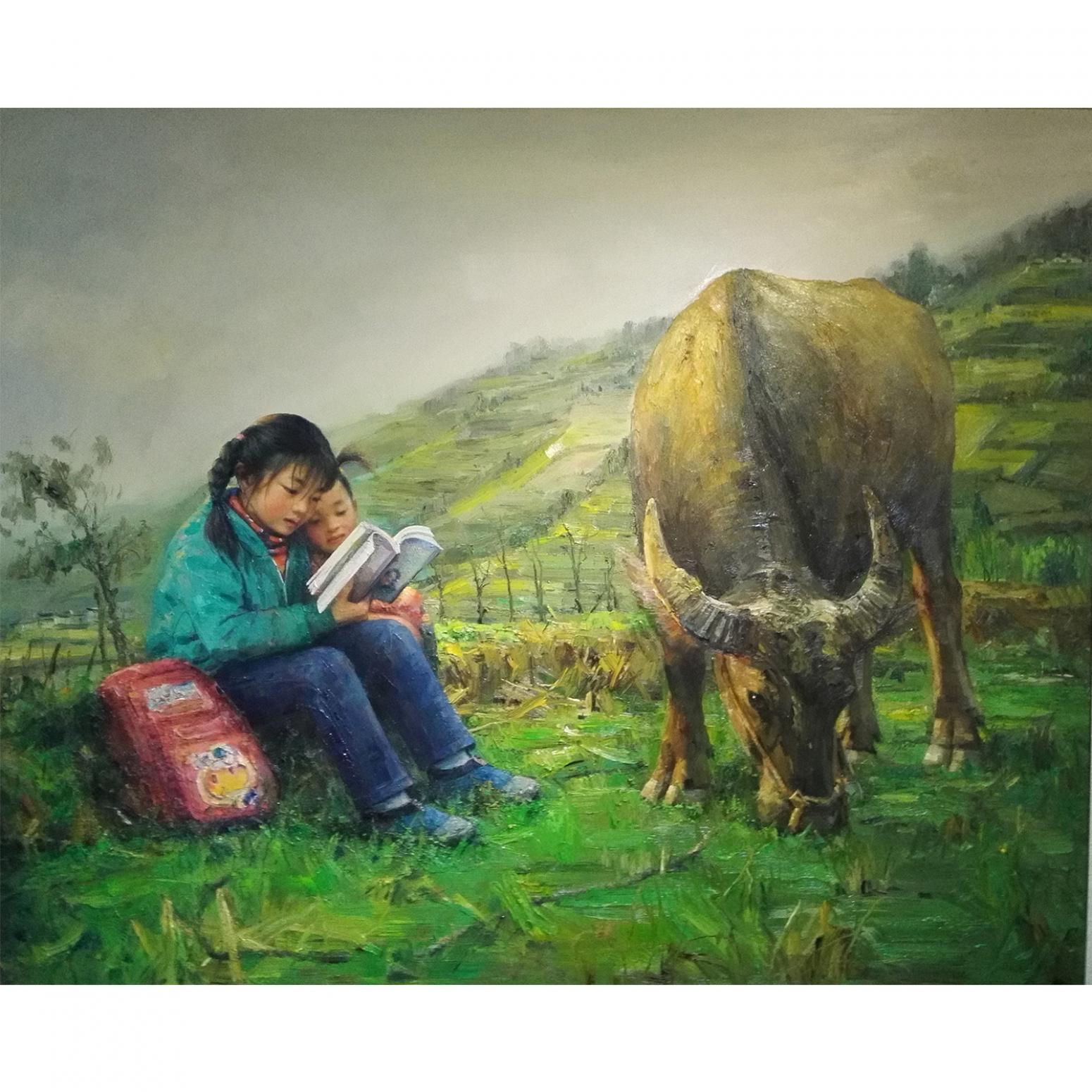 朱明油画作品《【儿时的回忆】作者朱明》