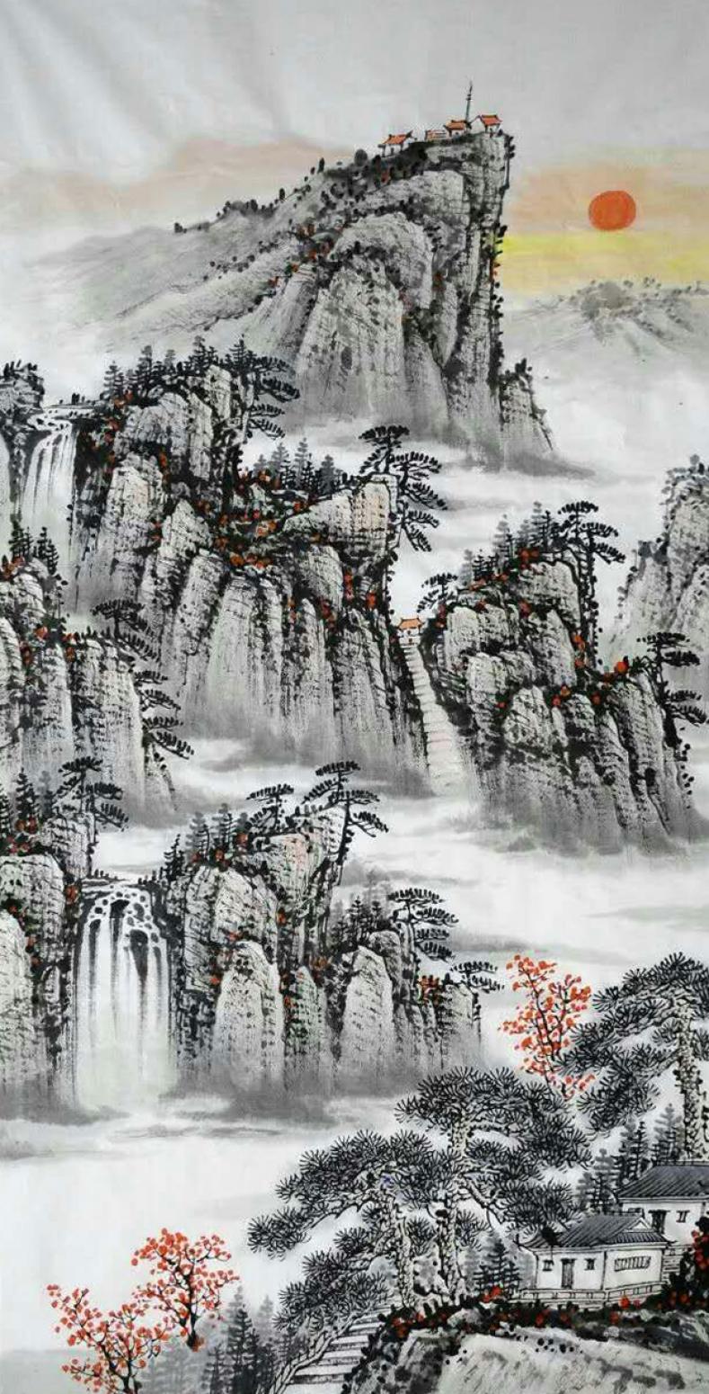 刘恒胜国画作品《【山水10】作者刘恒胜》【图0】