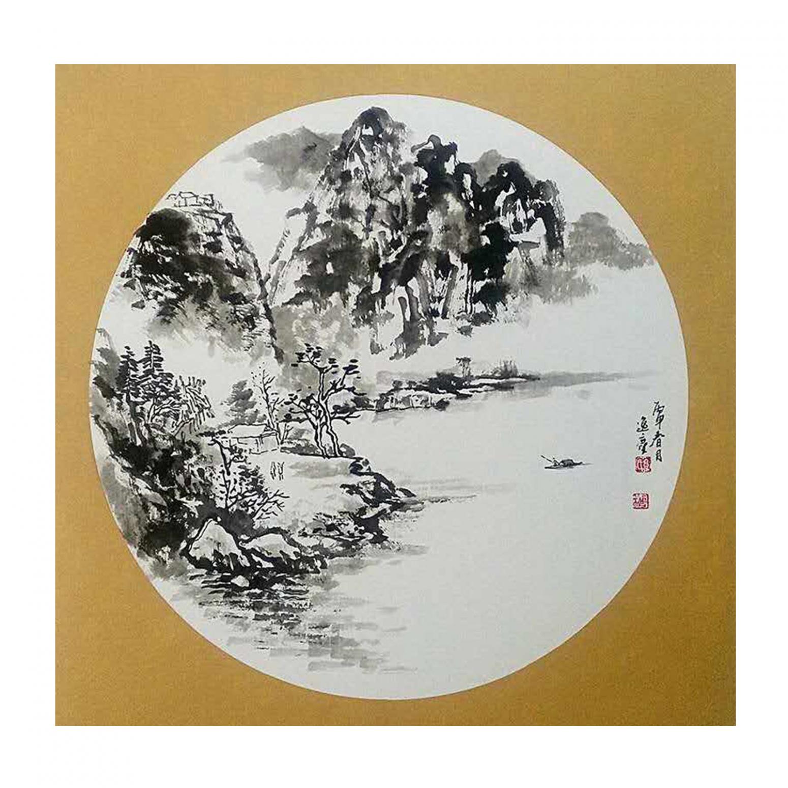 高勇利国画作品《【泛舟】作者高勇利》