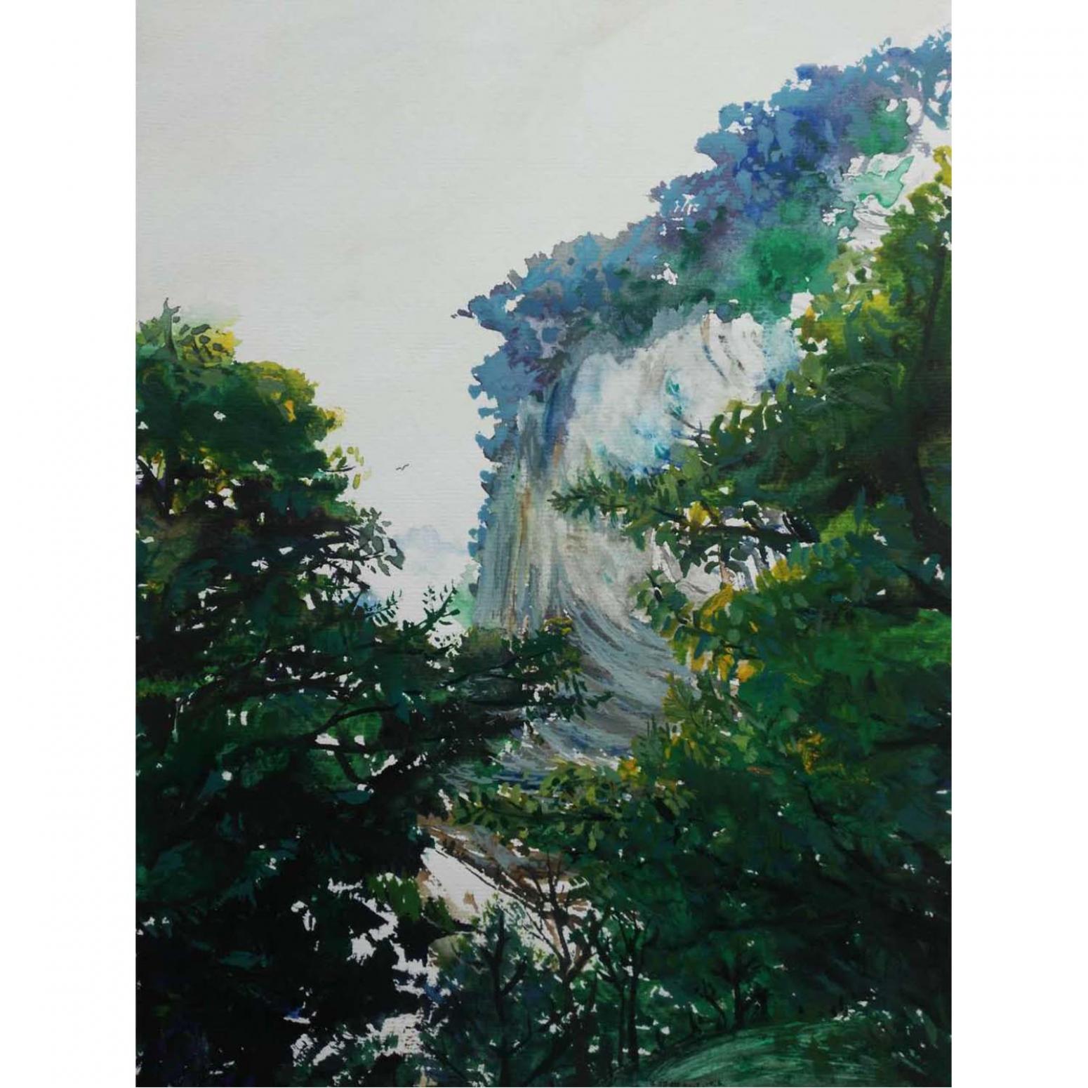 王征明国画作品《【山间视角】作者王征明》