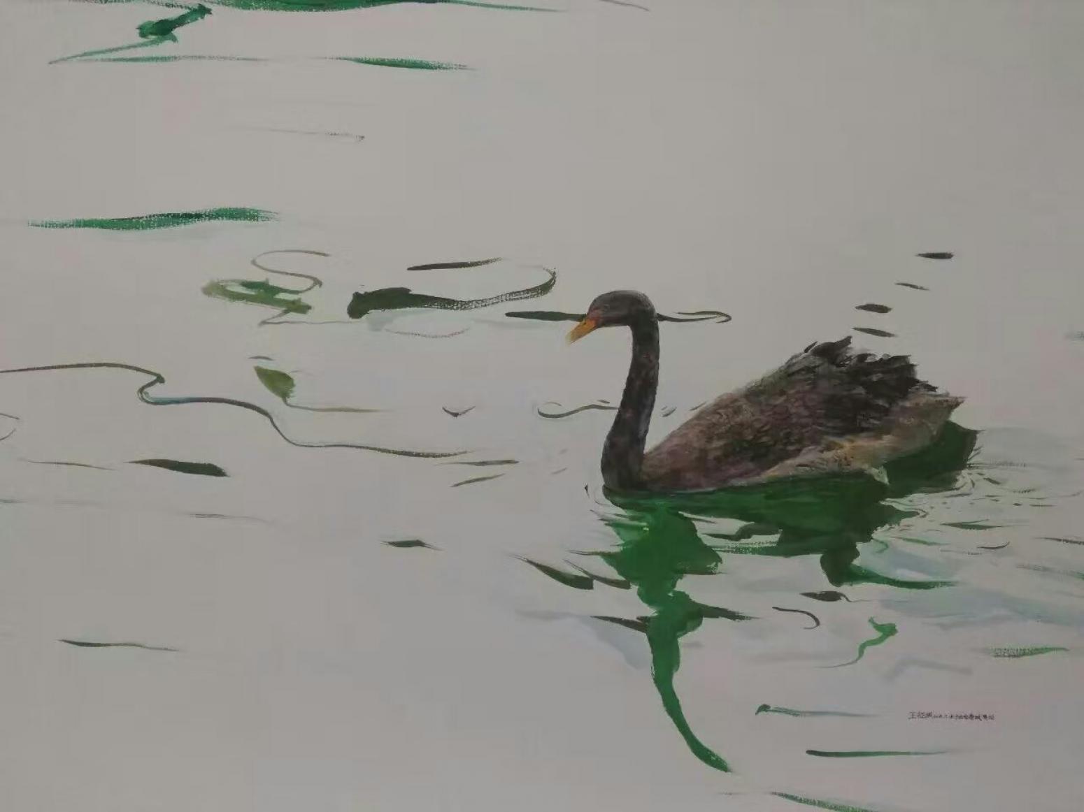 王征明油画作品《【游鹅】作者王征明》【图0】
