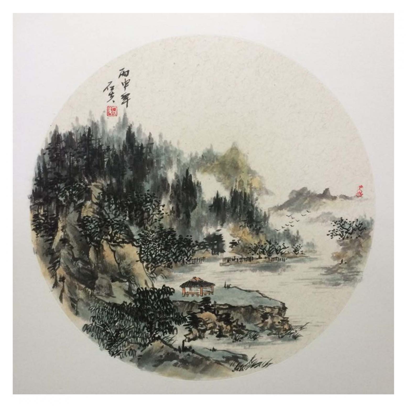 刘石夫国画作品《【山水人家】作者刘石夫》