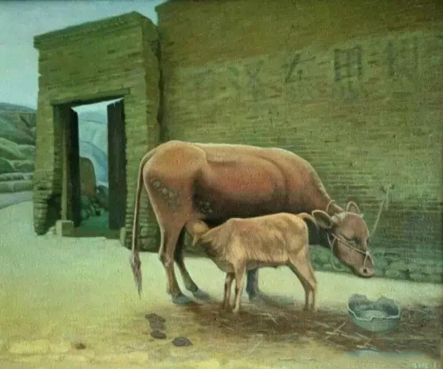 高志刚油画作品《【舐犊情深】作者高志刚》【图0】