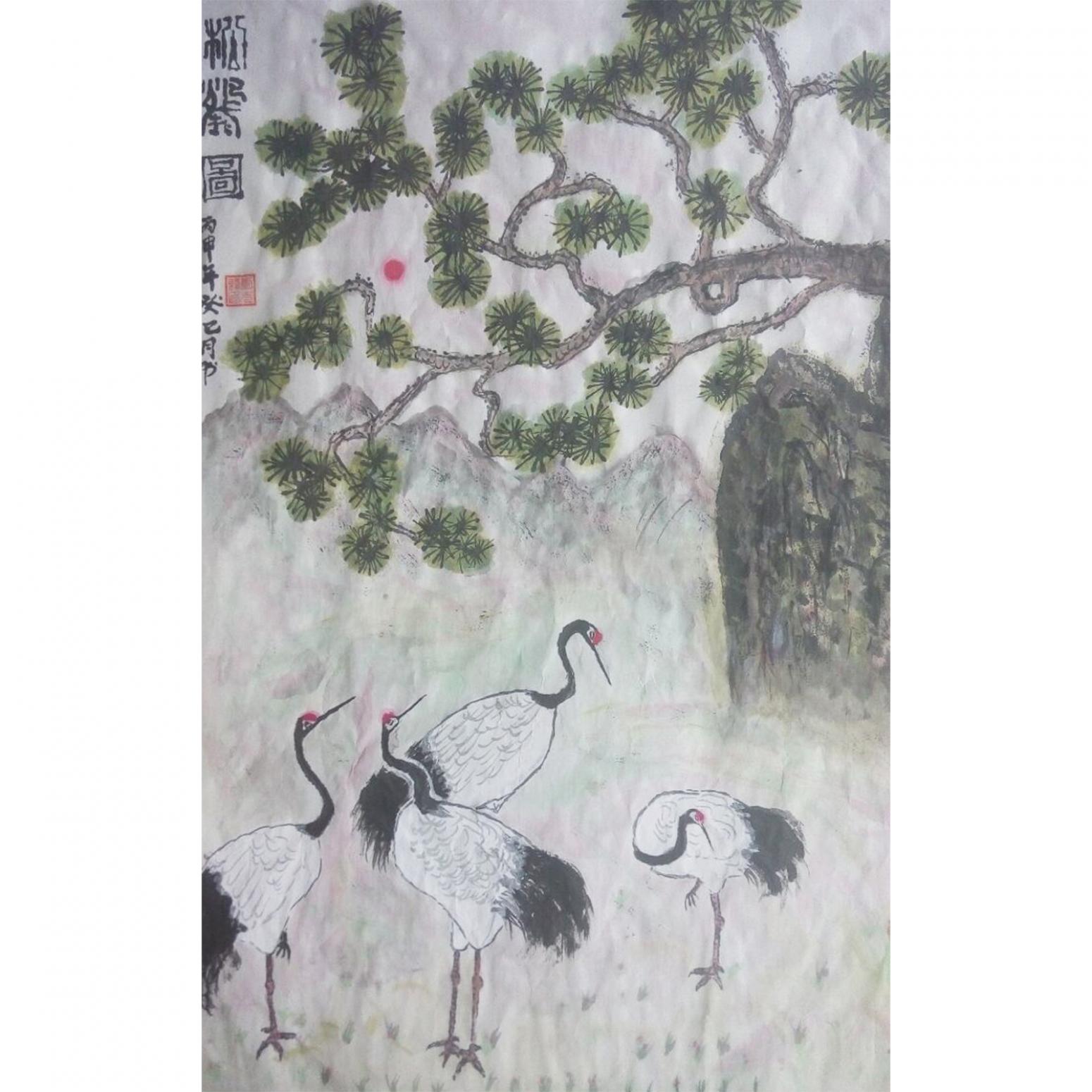 刘先锋国画作品《【白鹤】作者刘先锋》