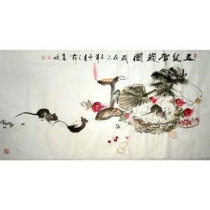 艺术品图片：艺术家柳子峻国画作品名称《【玉鼠贺岁图】作者柳子峻》价格4800.00 元