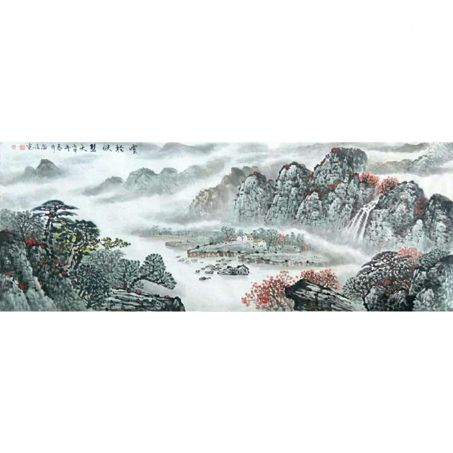 郭振治国画作品《【云轻映碧】作者郭振治》