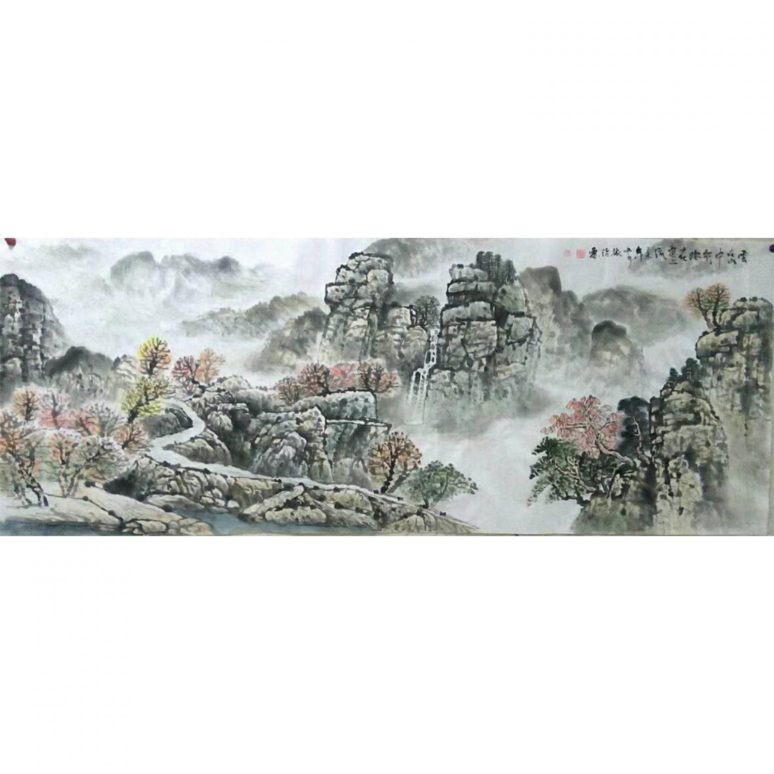 郭振治国画作品《【径通袅绕】作者郭振治》