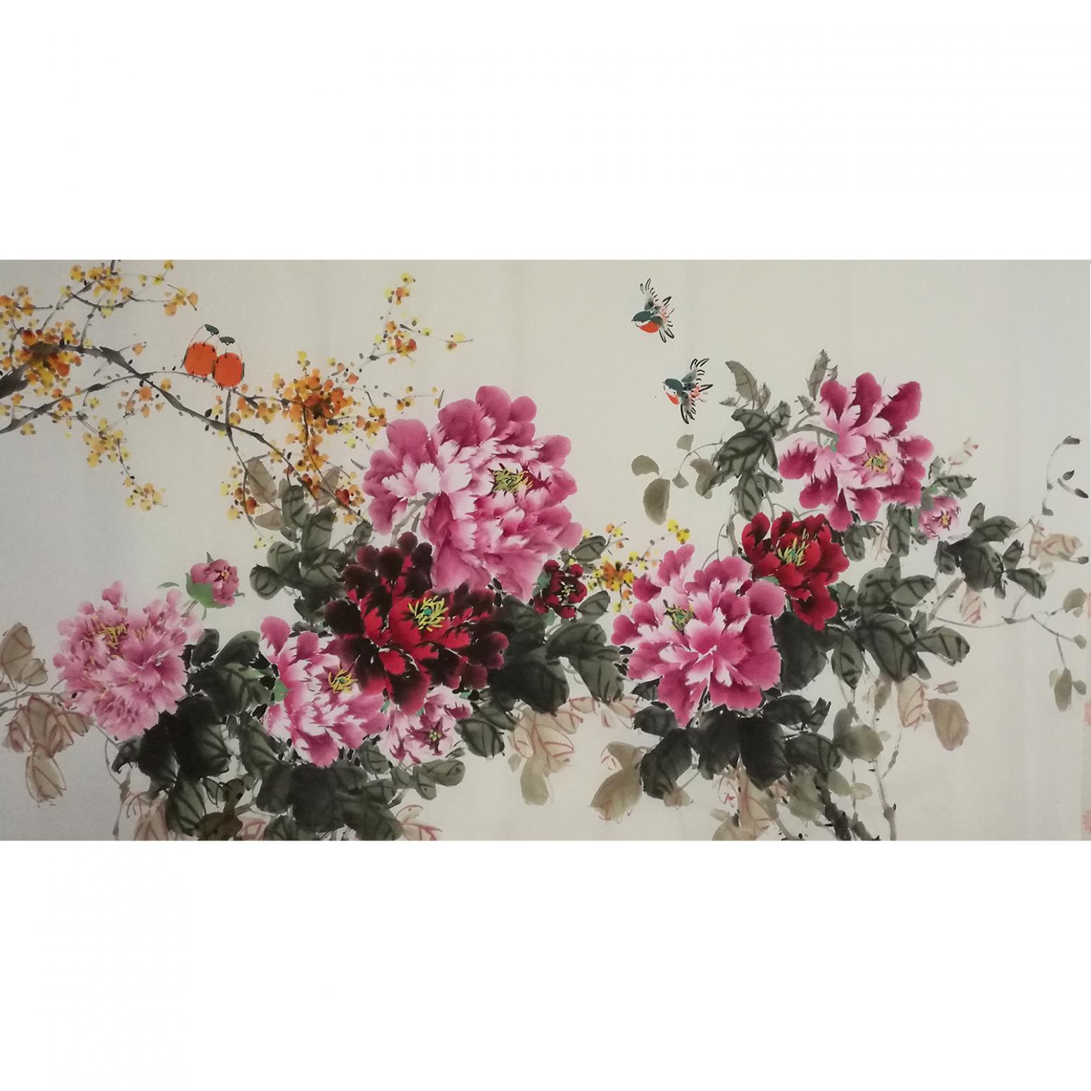 王长泉国画作品《鸟语花香》