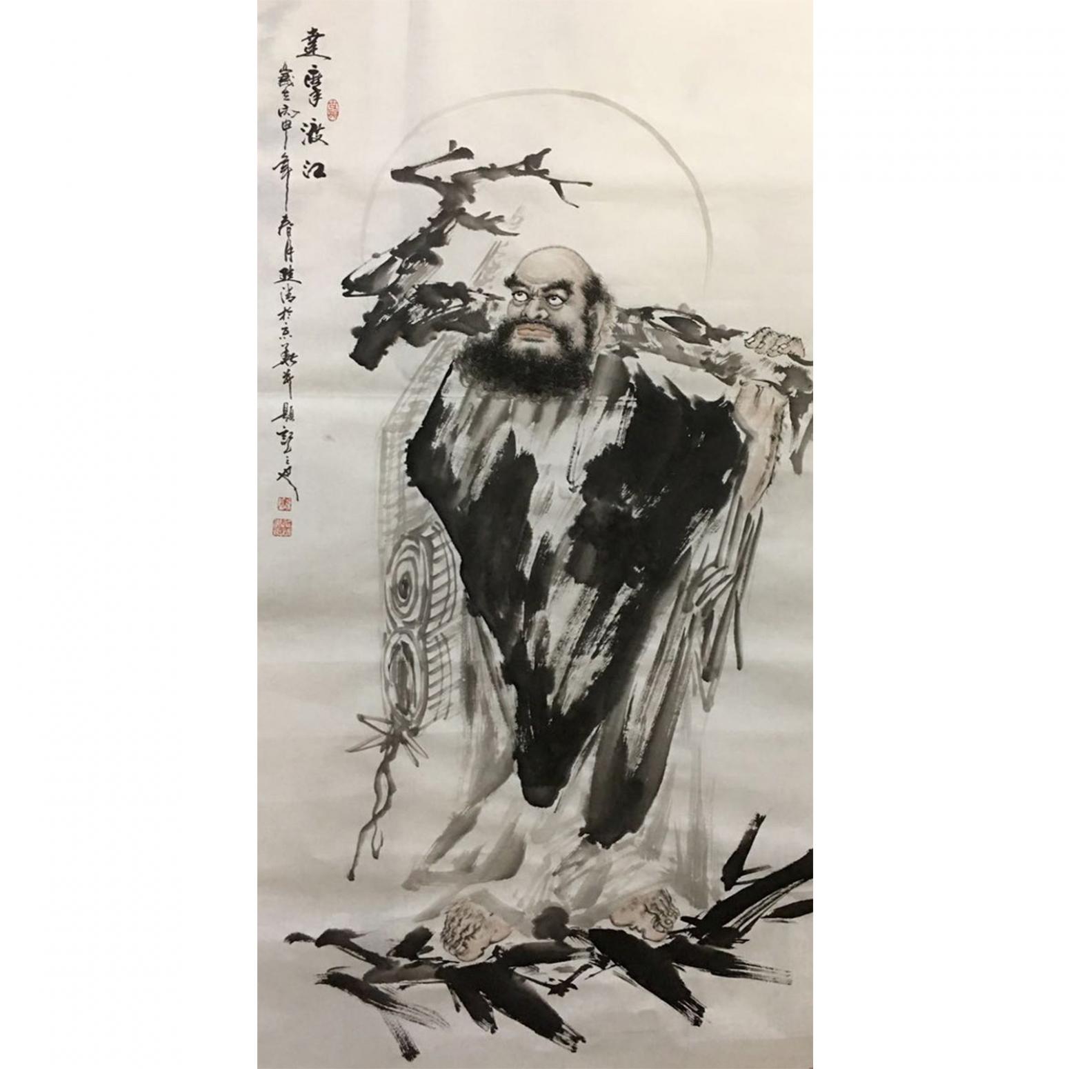 姜进清国画作品《【达摩渡江】作者姜进清》