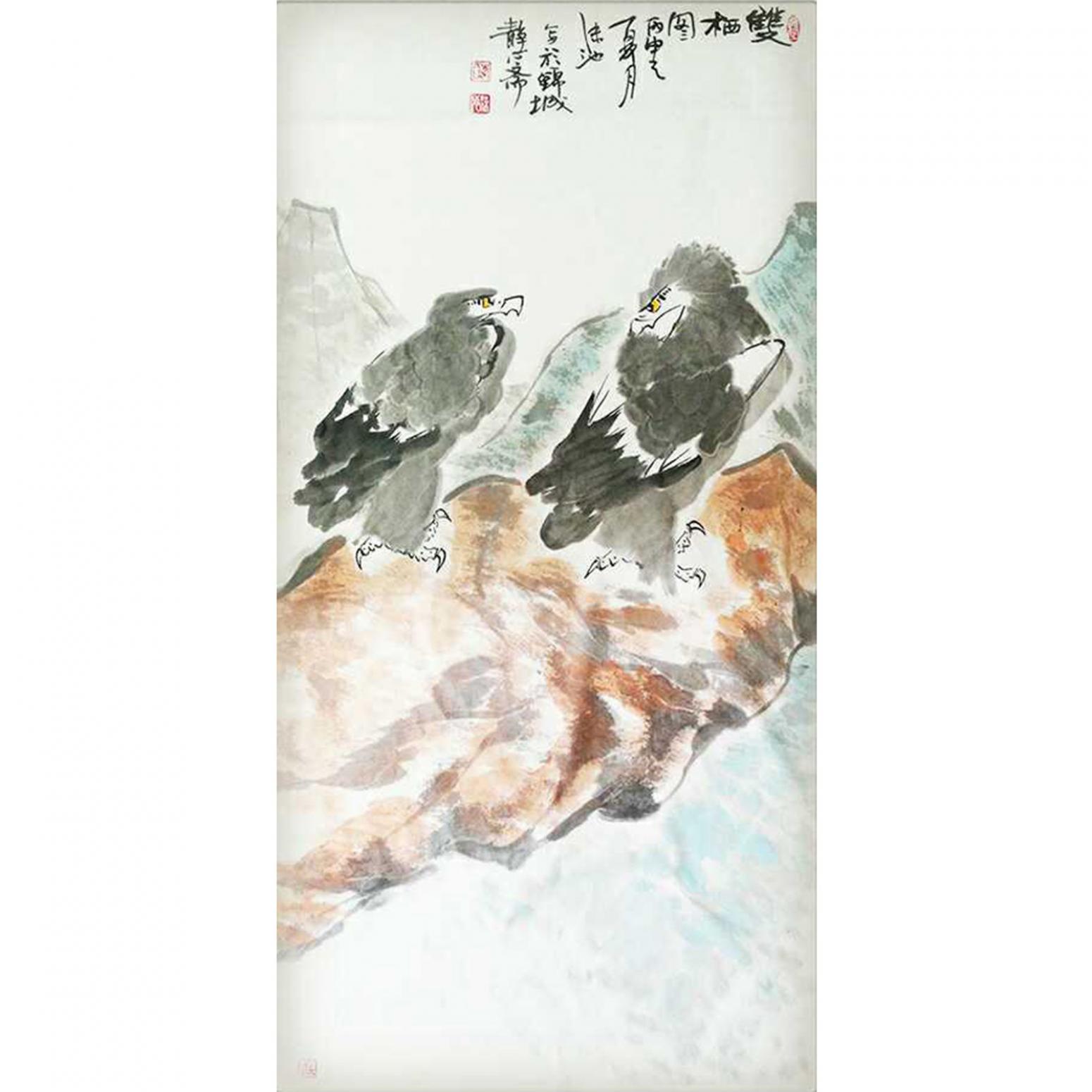 李沫池国画作品《【双栖图】作者李沫池》