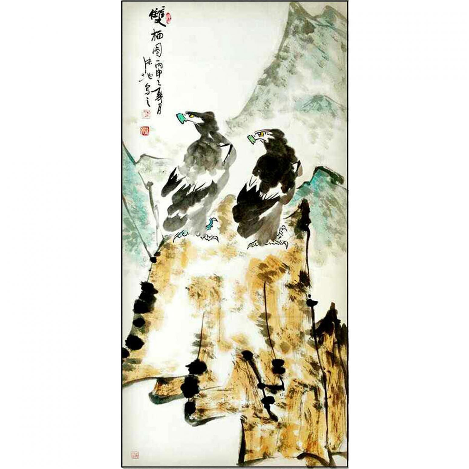 李沫池国画作品《【双栖图】作者李沫池》