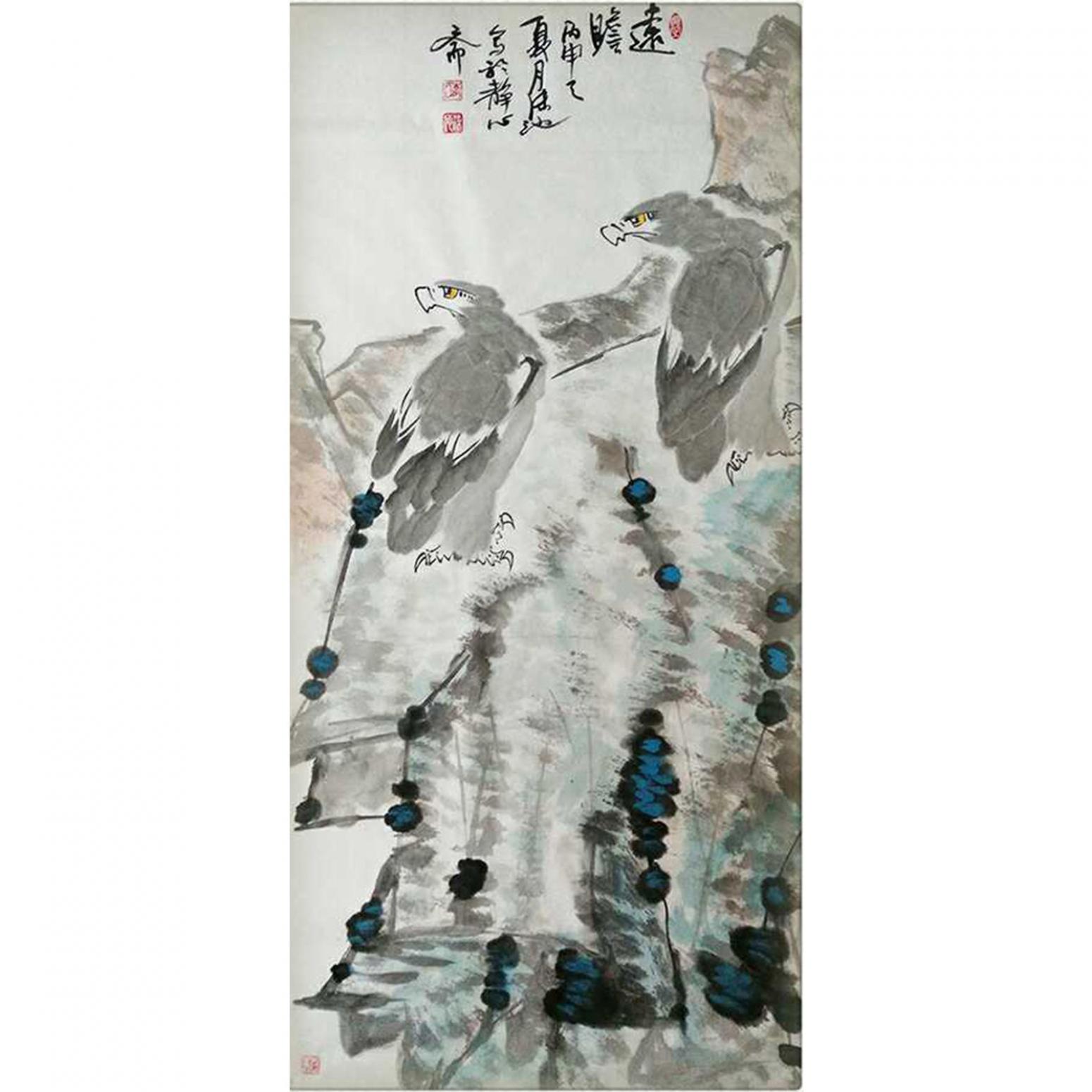 李沫池国画作品《【远瞻】作者李沫池》