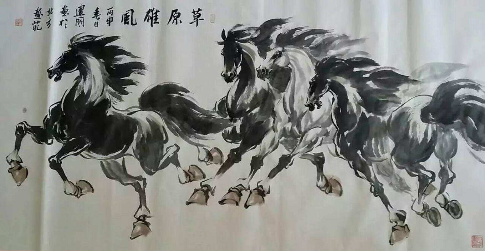 刘建国国画作品《【草原雄风】作者刘建国》【图0】