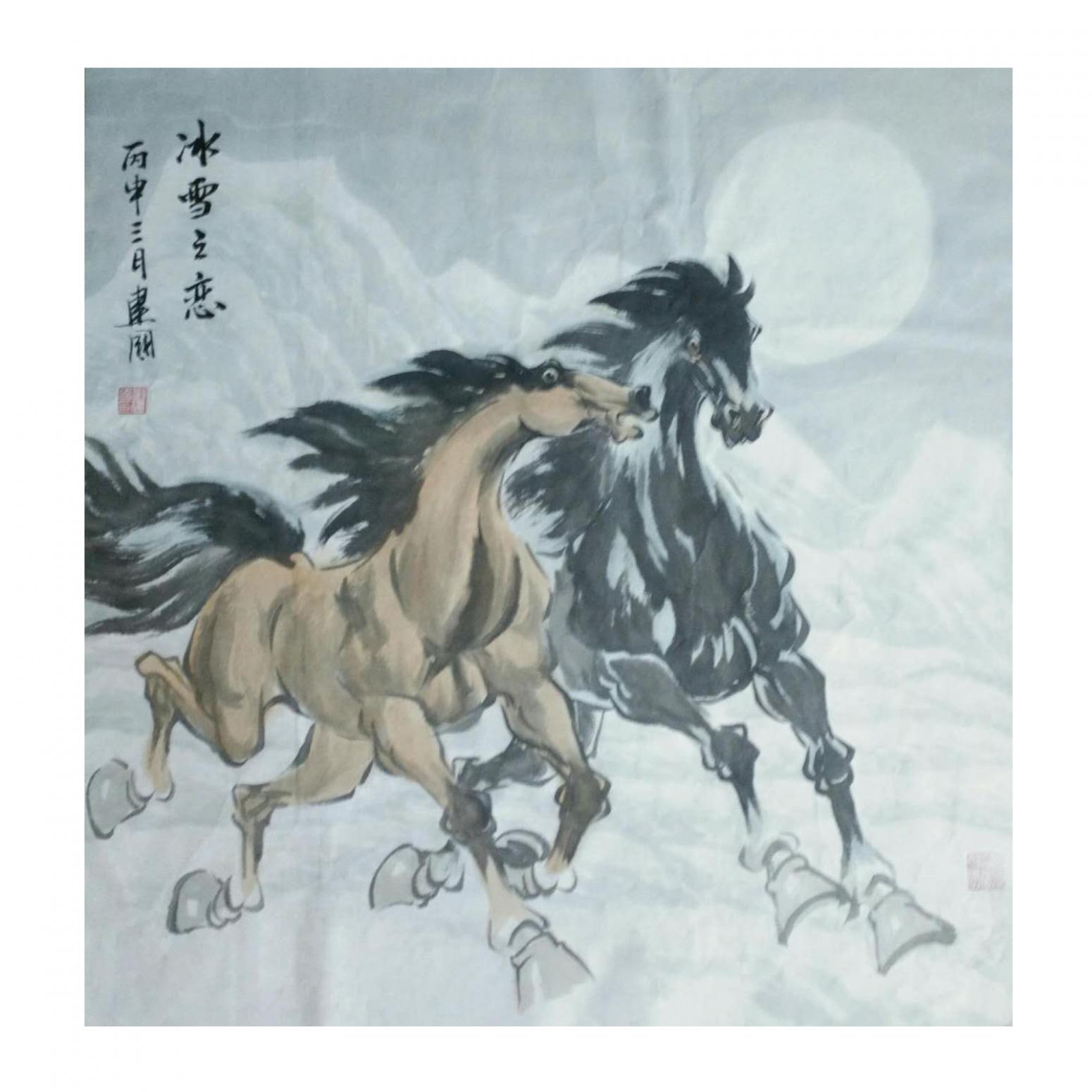 刘建国国画作品《【冰雪之恋】作者刘建国》