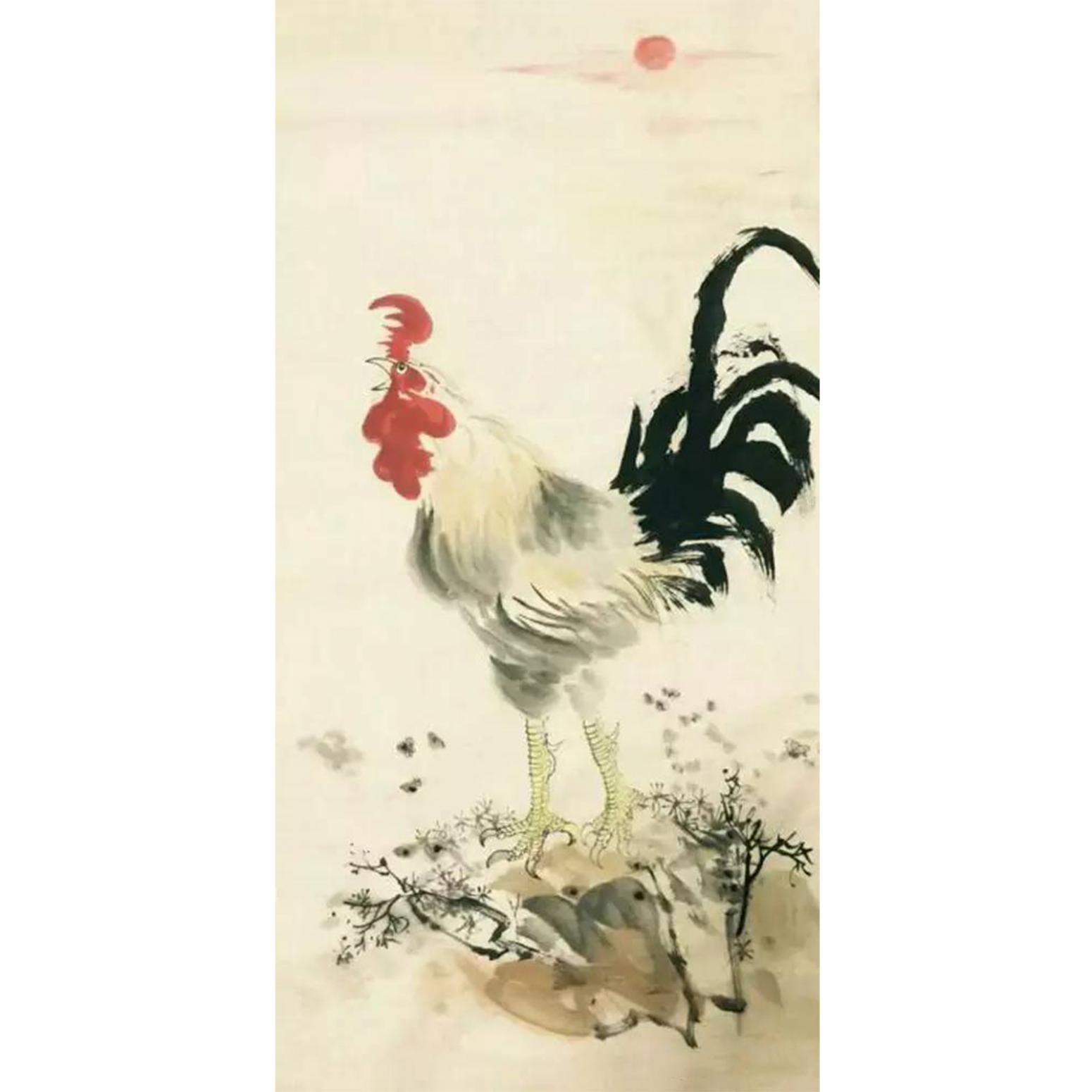吕双国画作品《【报晓】作者吕双》