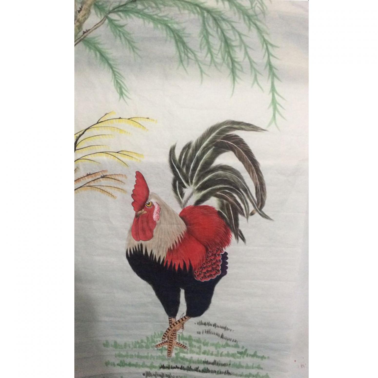 国画作品《【公鸡】作者王振立》