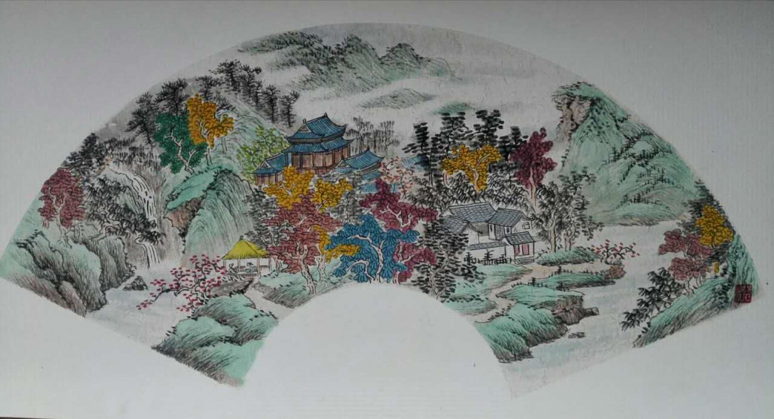 陈奇培国画作品《【扇面】作者陈奇培 临摹》【图0】